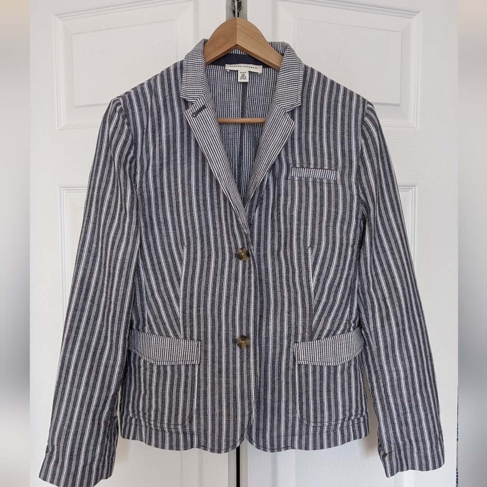 Banana Republic Striped Blazer - Navy and White